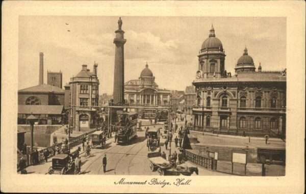 Hull UK Monument Bridge Strassenbahn Kutsche