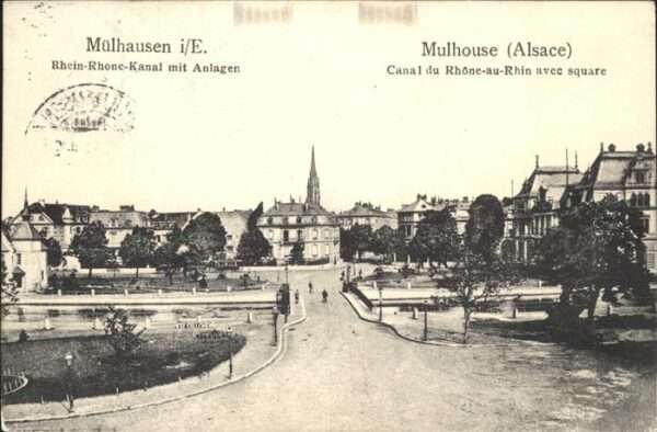 Mulhouse Muehlhausen Canal du Rhone-au-Rhin avec square