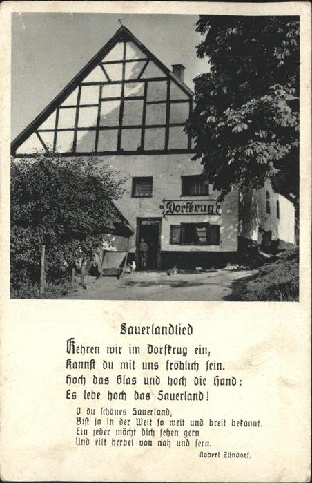 Liederkarte Sauerlandlied Dorfkrug