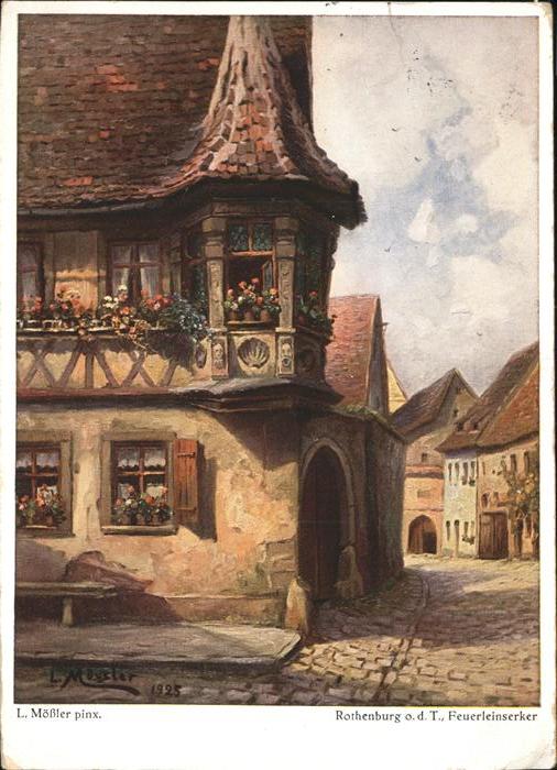 Kuenstlerkarte L Mössler Rothenburg Feuerleinserker