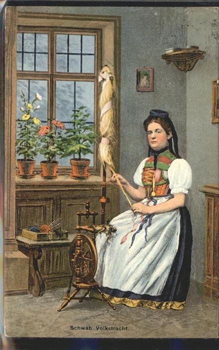Spinnen Handwerk Spinnrad Schwab Volkstracht