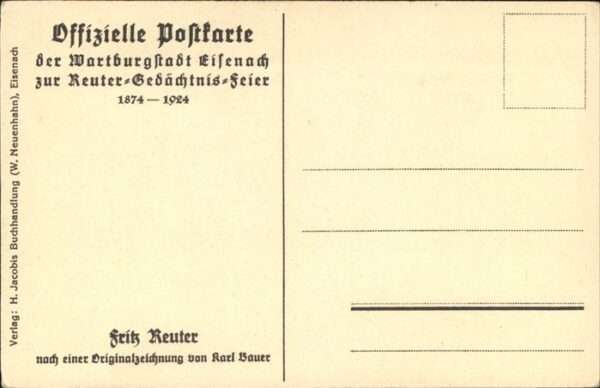 Kuenstlerkarte Karl Bauer Fritz Reuter – Bild 2