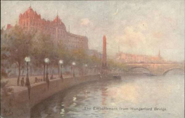 London Embankment Hungerford Bridge Künstlerka