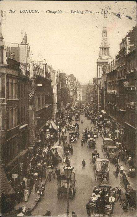 London Cheapside Looking East Pferdewagen Auto
