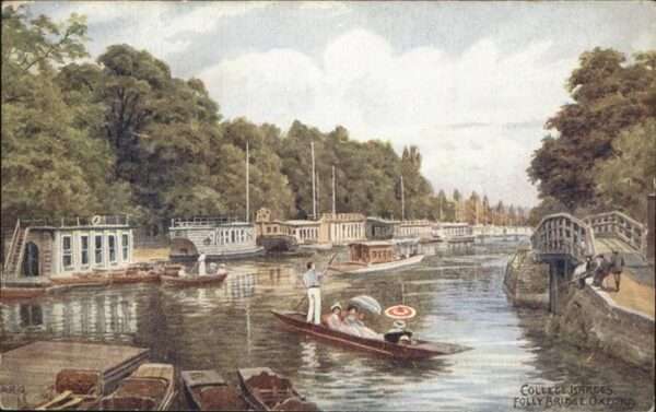 Oxford Oxfordshire Schiffe Boote College Barges Folly Brid