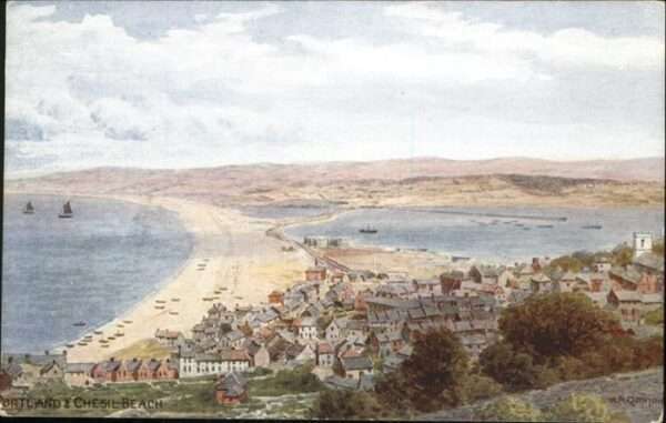 Portland UK Chesile Beach Segelboote Künstlerkarte