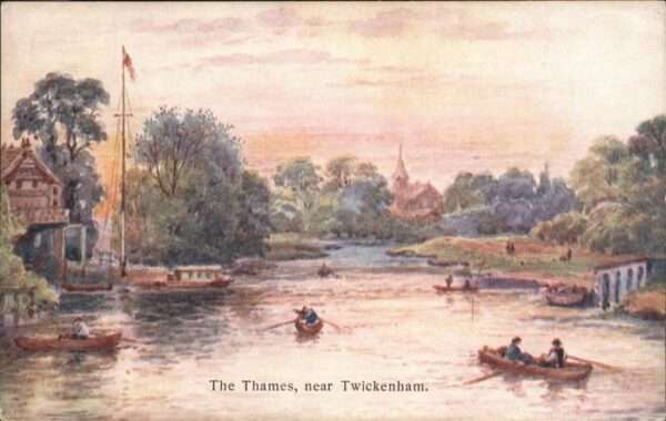 Twickenham Riverside The Thames Boote Schiffe Künstlerkarte
