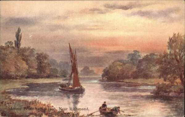 Richmond upon Thames A bove Petersham Reach Segelboot Künstl