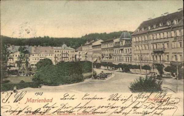 Marienbad Tschechien Boehmen Stefanstrasse Hotel Klinger Pferdekutsc