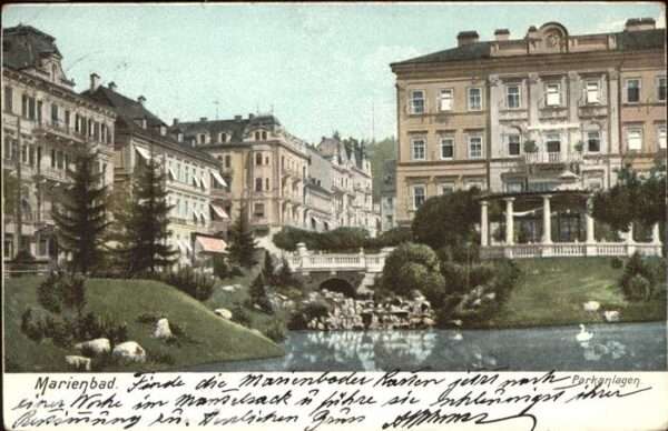 Marienbad Tschechien Boehmen Parkanlagen Schwäne Böhmen