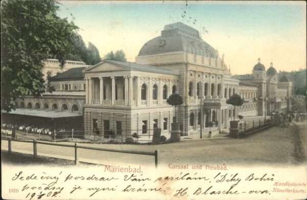 Marienbad Tschechien Boehmen Cursaal und Neubad Böhmen Handkoloriert