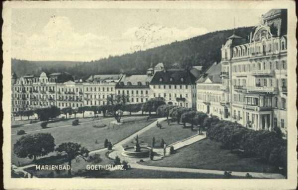 Marienbad Tschechien Boehmen Goetheplatz Brunnen Böhmen