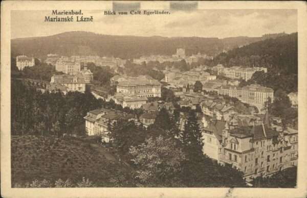 Marienbad Tschechien Boehmen Blick vom Höhenhotel Cafe Egerländer Bö