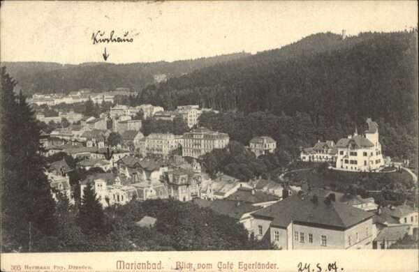 Marienbad Tschechien Boehmen Blick vom Höhenhotel Cafe Egerländer Bö