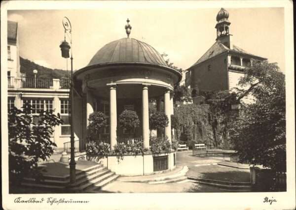 Karlsbad Eger Stadtturm und oberer Schlossbrunnen Böh