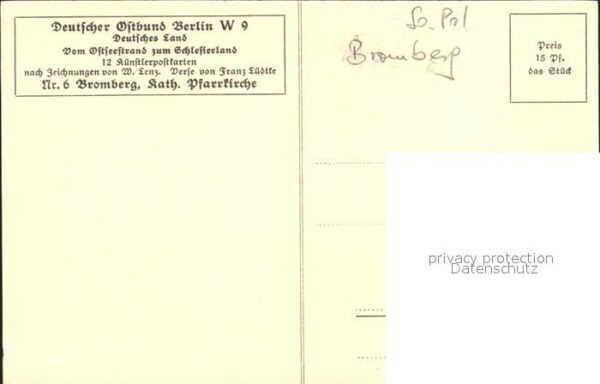 Bromberg Pommern Westpreussen Katholische Pfarrkirche Vers – Bild 2