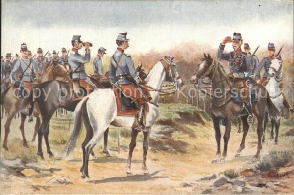 Militaria WK1 im Feld cheval feldstecher gruppenfoto