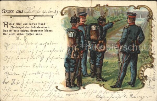Militaria WK1 Schiessübung Serie:  Gruss aus  Litho