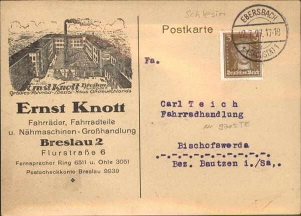 Breslau Niederschlesien Breslau Ernst Knott Fahrräder – Bild 2