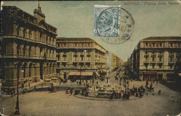 Napoli Neapel Napoli Piazza della Borsa Kutsche Brunn