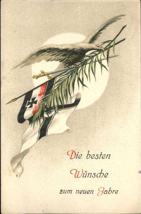Militaria WK1 Adler Flagge Neujahrsgrüsse