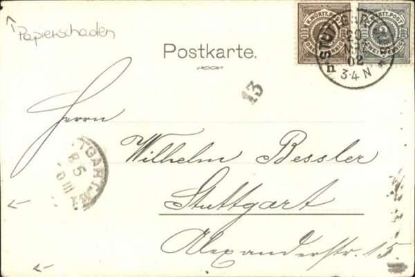 Briefmarken auf Postkarte Adler Posthorn Eisenbahn – Bild 2