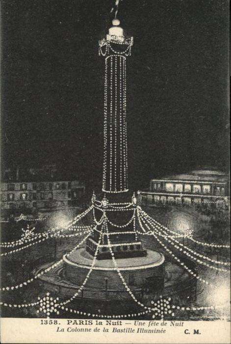 Paris La Colonne de la Bastille Illuminee