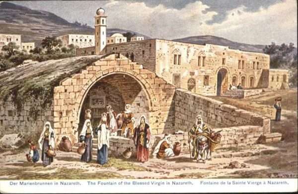 Nazareth Israel Fountain of Blessed Virgin Künstler F P