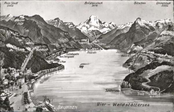 Brunnen SZ Panorama Vier-Waldstättersee