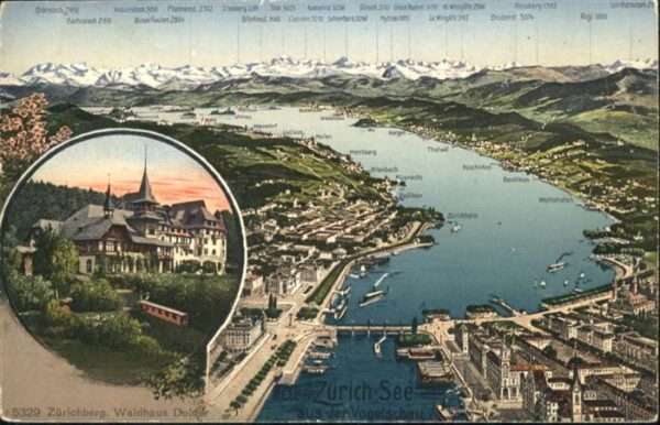 Zuerich Fliegeraufnahme See Waldhaus Dolder