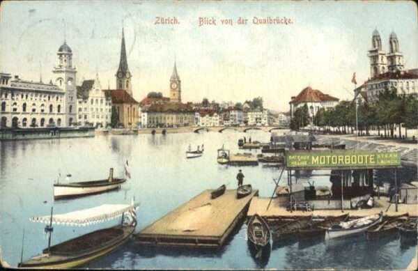 Zuerich Quaibrücke Schiff