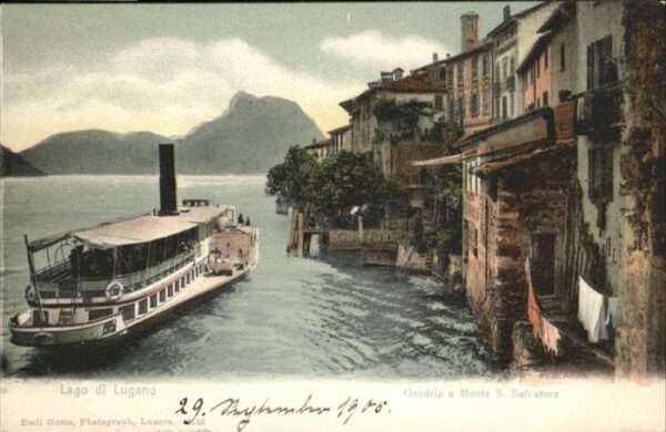Gandria Lago di Lugano Schiff Monte S Salvatore