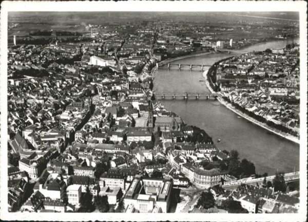 Basel BS Rheinbrücken Fliegeraufnahme