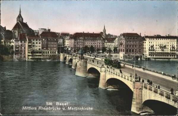 Basel BS Mittlere Rheinbrücke Martins Kirche Str