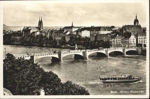 Basel BS Mittlere Rheinbrücke Schiff