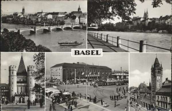 Basel BS Brücke Schiff Strassenbahn
