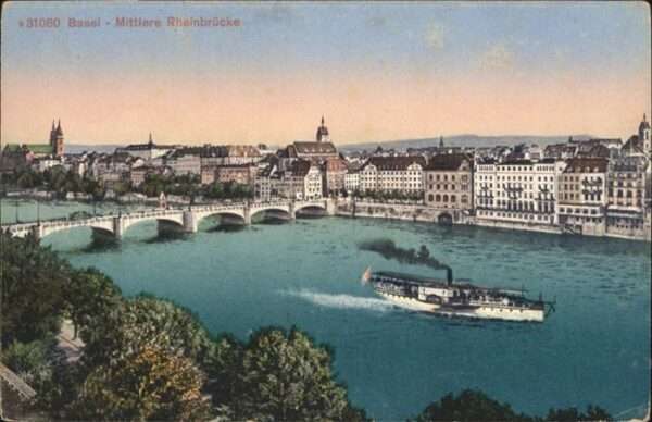 Basel BS Mittlere Rheinbrücke Schiff