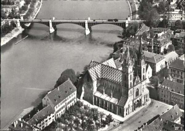 Basel BS Münster Wettsteinbrücke Fliegeraufnahme