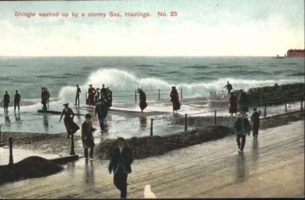 Hastings East Sussex Shingle washed stormy Sea