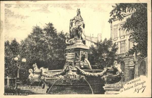 Marseille Bouches-du-Rhone Dessin la Plume Brunnen