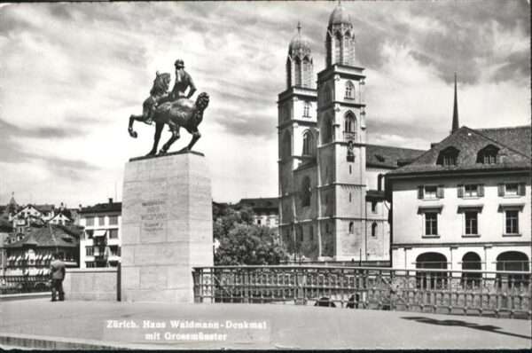 Zuerich Haus Waldmann Denkmal Grossmünster