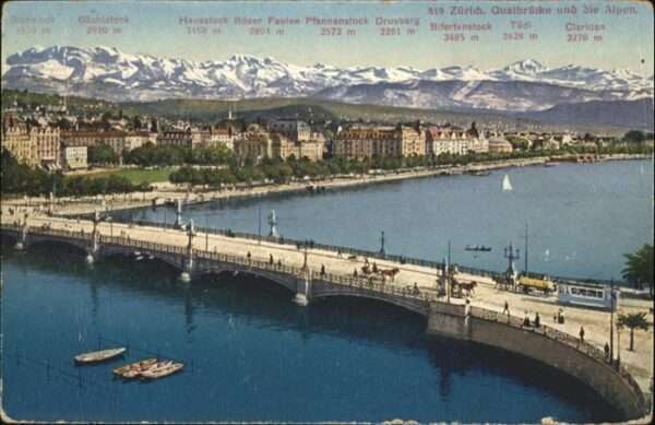 Zuerich Quaibrücke Strassenbahn Kutsche