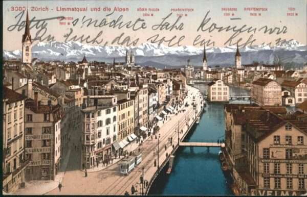 Zuerich Limmatquai Brücke Strassenbahn