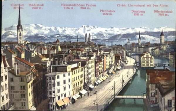 Zuerich Limmatquai Alpen Brücke