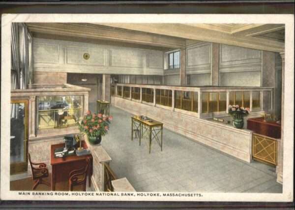 Massachusettl Main Banking Room Holyoke National Bank