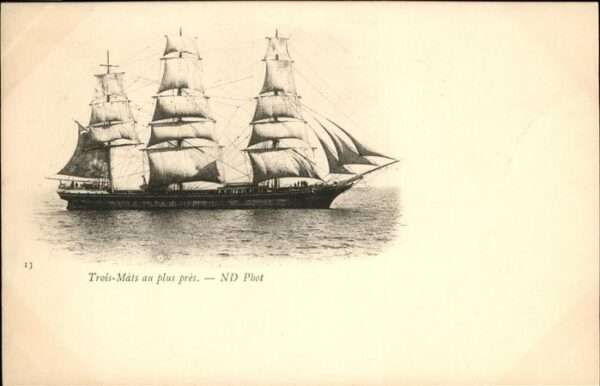 Schiffe Ships Navires Trois-Mats au plus pres Segel