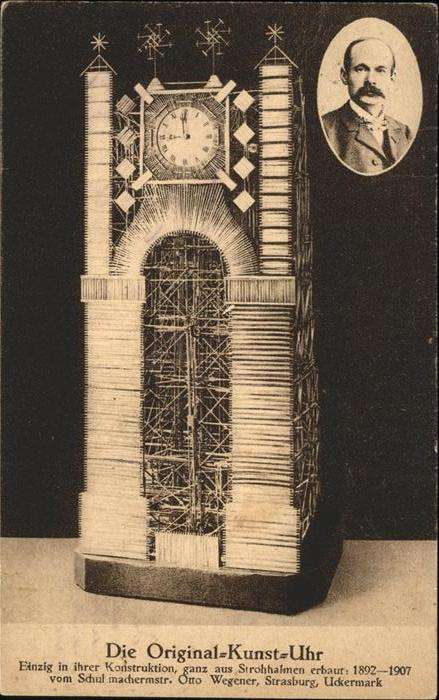 Uhren Kunst-Uhr Strohhalme Otto Wegener Ucker