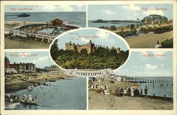 Worthing West Sussex Pier Pavillon Bathing Station Beach  Ar