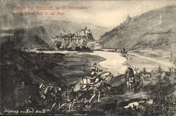 Elbogen Loket Jagdzug Pferd