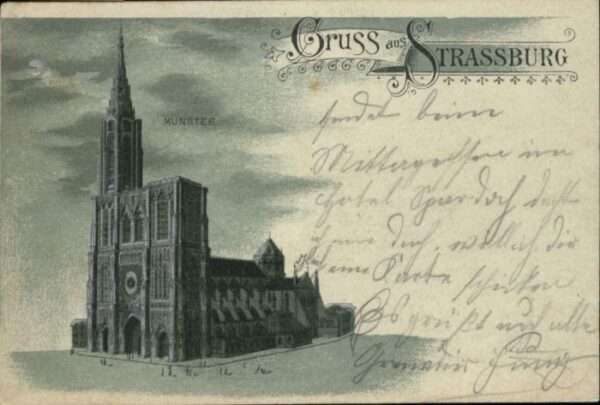 Strasbourg Alsace Strassburg  Litho Mondscheinkarte Münst